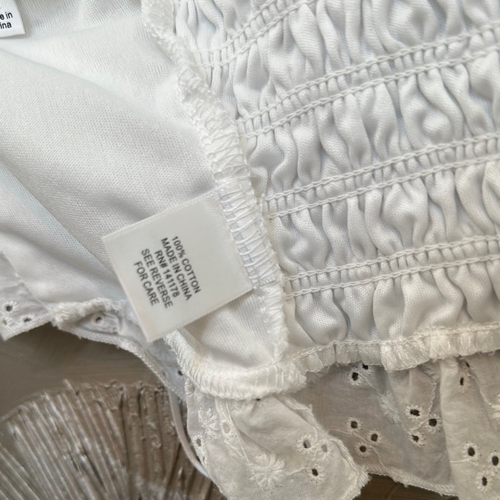 Cream Smocked Ruffle Tank Top - Picture 12 of 12